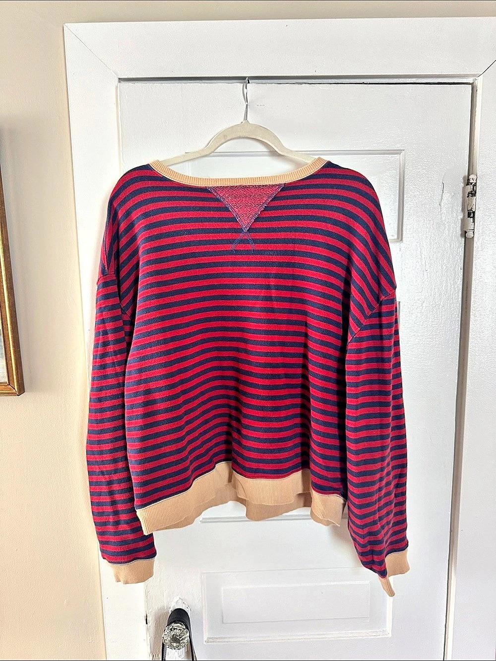 We The Free Striped Crew Neck Sweater in Red & Blue SIZE xs